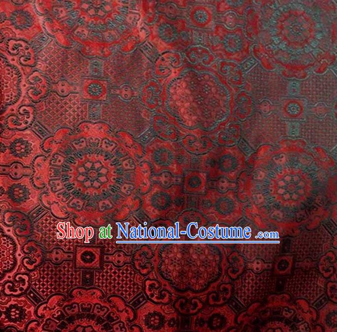 Asian Chinese Tang Suit Material Traditional Pattern Design Red Brocade Silk Fabric