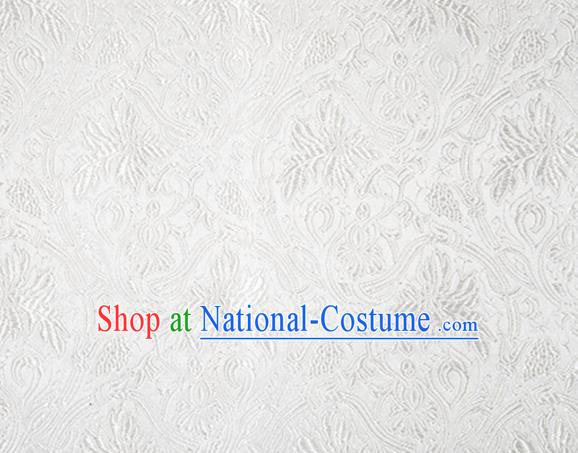 Asian Chinese Tang Suit Satin Material Traditional Grape Pattern Design White Brocade Silk Fabric