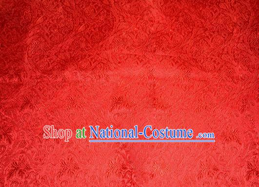 Asian Chinese Tang Suit Satin Material Traditional Grape Pattern Design Red Brocade Silk Fabric