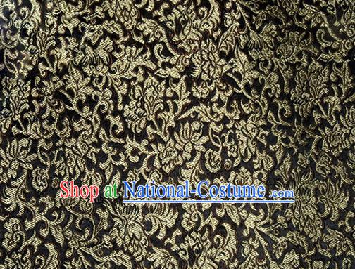 Asian Chinese Tang Suit Satin Material Traditional Pattern Design Black Brocade Silk Fabric