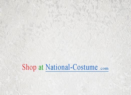 Asian Chinese Tang Suit White Satin Material Traditional Pattern Design Brocade Silk Fabric