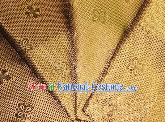 Asian Chinese Tang Suit Material Traditional Pattern Design Golden Satin Brocade Silk Fabric