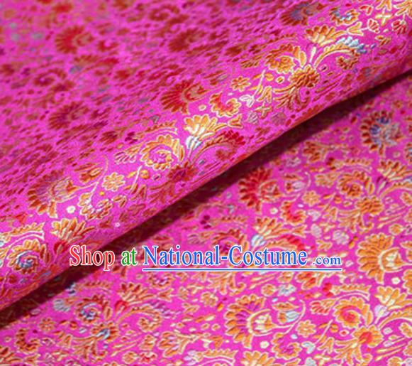 Asian Chinese Tang Suit Material Traditional Cockscomb Pattern Design Pink Satin Brocade Silk Fabric