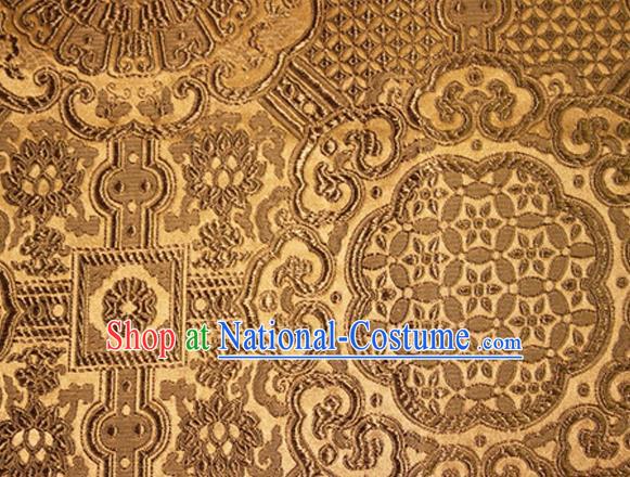 Asian Chinese Tang Suit Material Traditional Pattern Design Golden Brocade Silk Fabric