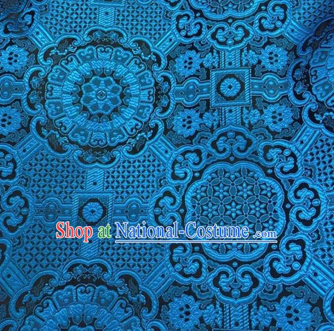 Asian Chinese Tang Suit Material Traditional Pattern Design Navy Brocade Silk Fabric