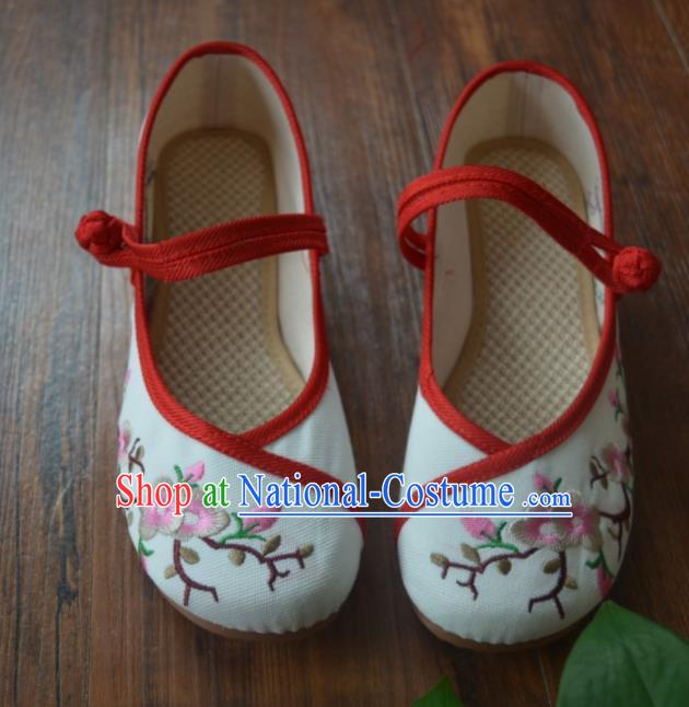 Chinese Traditional Hanfu White Shoes Ancient Princess Shoes Embroidered Shoes for Women