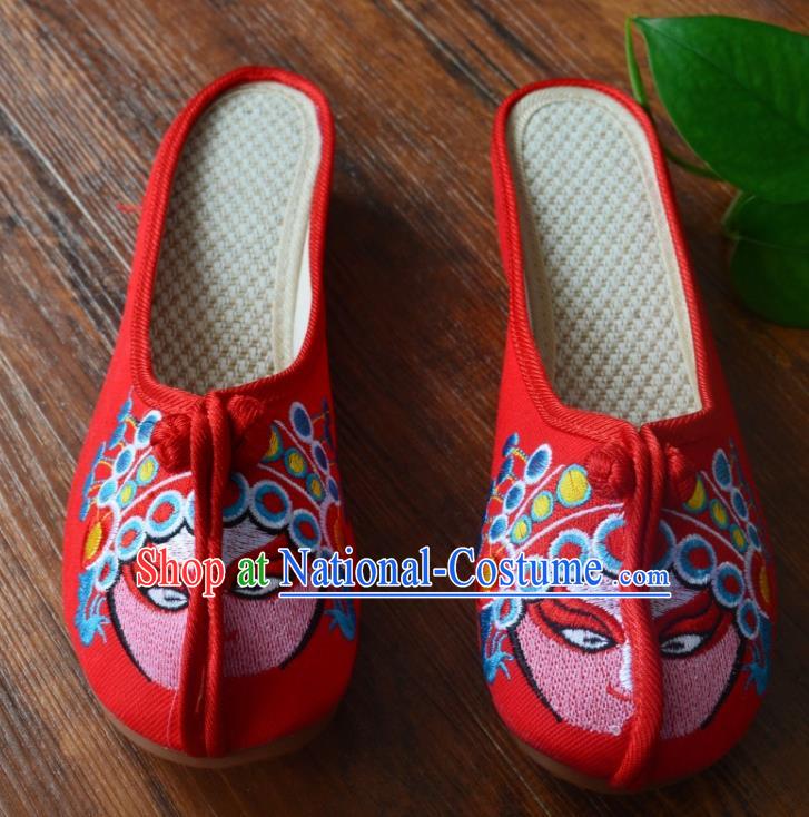 Chinese Traditional Hanfu Shoes Ancient Princess Shoes Embroidered Red Slippers for Women