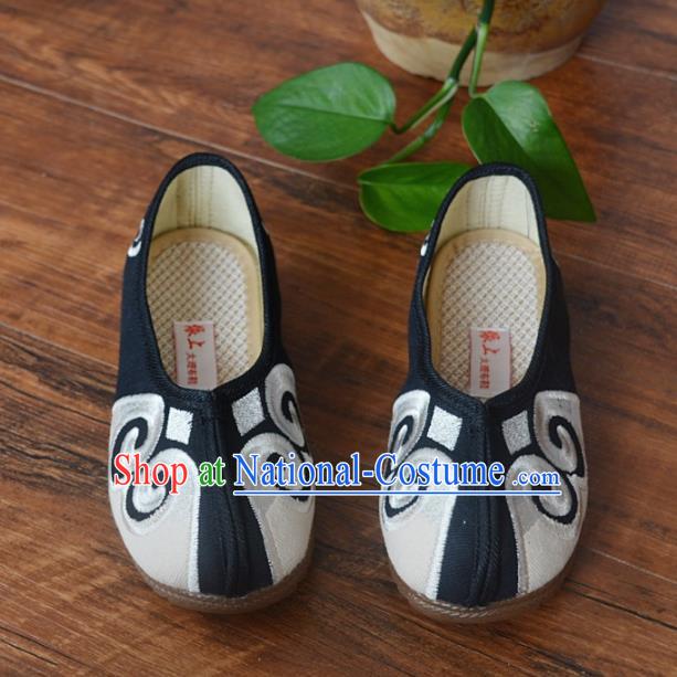 Chinese Traditional Shoes Ancient Monk Shoes Black Cloth Shoes for Men