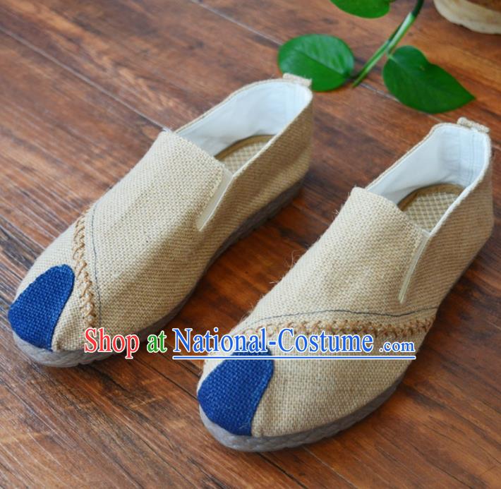 Chinese Traditional Martial Arts Shoes Ancient Shoes White Linen Shoes for Men