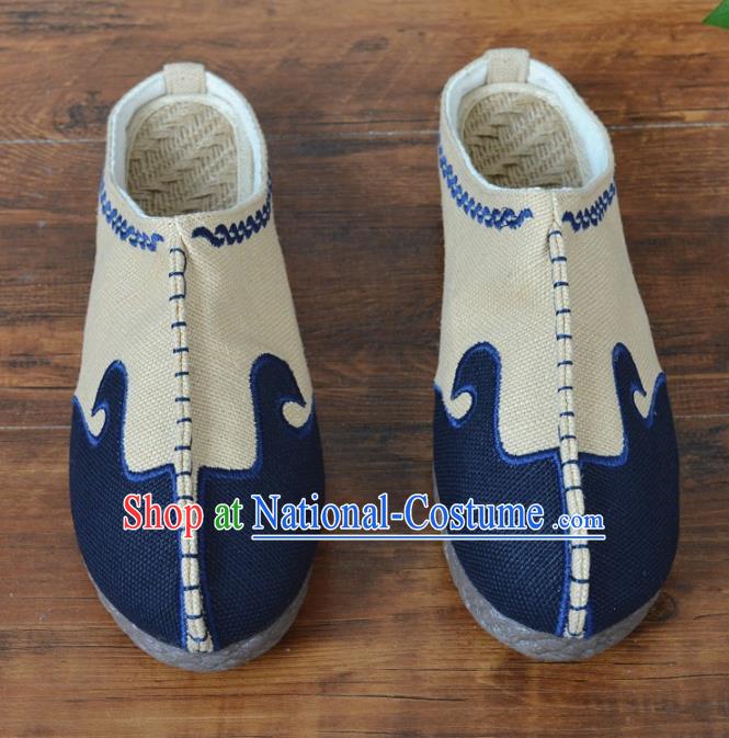 Chinese Traditional Martial Arts Shoes Ancient Shoes Beige Linen Shoes for Men