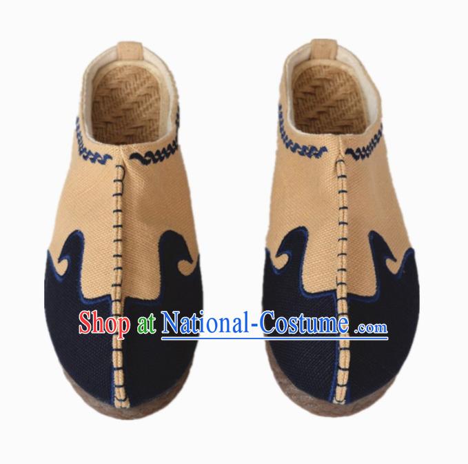 Chinese Traditional Martial Arts Shoes Ancient Shoes Khaki Linen Shoes for Men