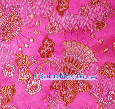 Asian Chinese Tang Suit Rosy Brocade Material Traditional Palace Pattern Design Satin Silk Fabric