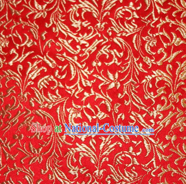 Asian Chinese Tang Suit Silk Fabric Red Brocade Material Traditional Palace Pattern Design Satin