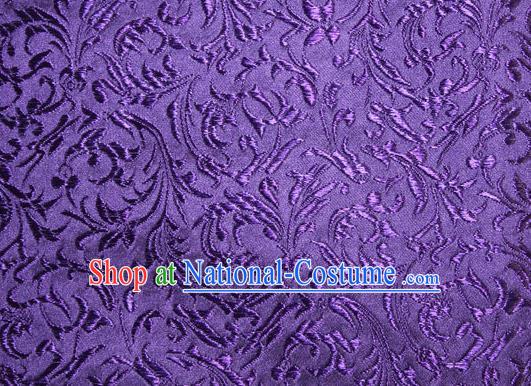 Asian Chinese Tang Suit Silk Fabric Purple Brocade Material Traditional Palace Pattern Design Satin