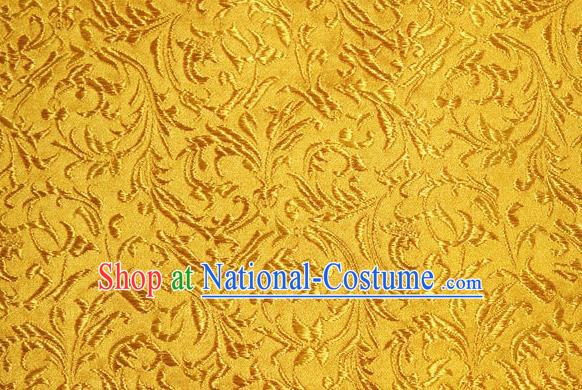 Asian Chinese Tang Suit Silk Fabric Golden Brocade Material Traditional Palace Pattern Design Satin