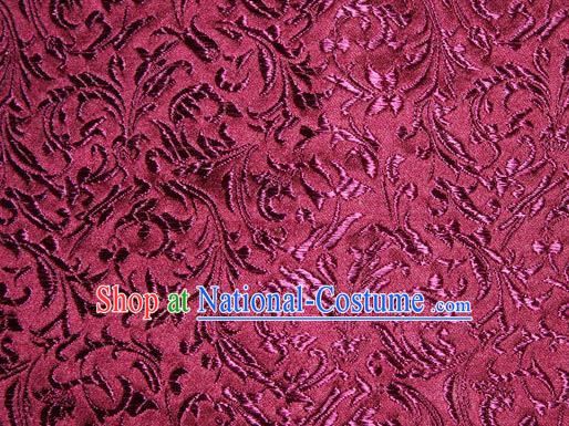 Asian Chinese Tang Suit Silk Fabric Purplish Red Brocade Material Traditional Palace Pattern Design Satin