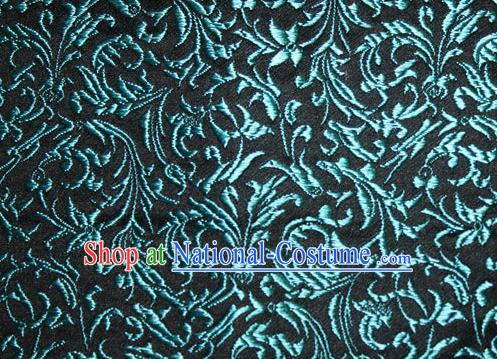 Asian Chinese Tang Suit Silk Fabric Brocade Material Traditional Blue Palace Pattern Design Satin