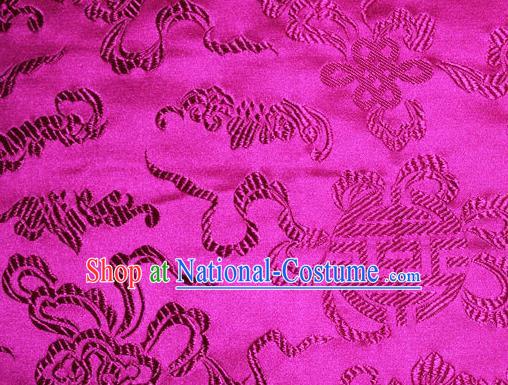 Asian Chinese Tang Suit Silk Fabric Rosy Brocade Traditional Cucurbit Pattern Design Satin Material