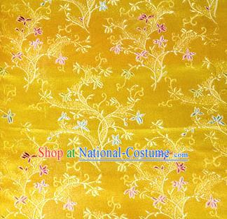 Asian Chinese Tang Suit Brocade Golden Silk Fabric Traditional Royal Pattern Design Satin Material