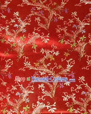 Asian Chinese Tang Suit Brocade Red Silk Fabric Traditional Royal Pattern Design Satin Material