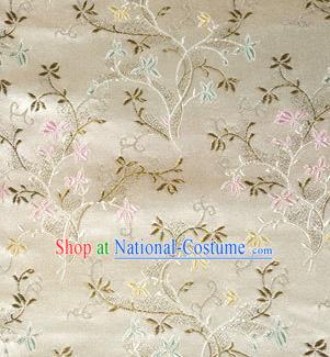 Asian Chinese Tang Suit Brocade Beige Silk Fabric Traditional Royal Pattern Design Satin Material