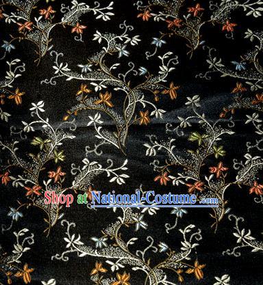 Asian Chinese Tang Suit Brocade Black Silk Fabric Traditional Royal Pattern Design Satin Material