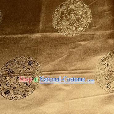 Asian Chinese Tang Suit Silk Fabric Bronze Brocade Traditional Dragons Pattern Design Satin Material