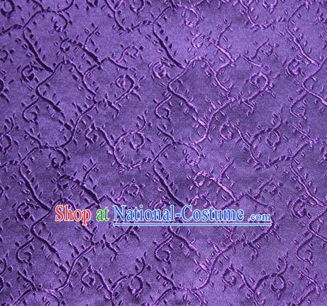 Asian Chinese Tang Suit Silk Fabric Brocade Traditional Pattern Design Purple Satin Material