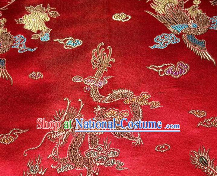 Asian Chinese Tang Suit Brocade Silk Fabric Traditional Dragon Pattern Design Satin Material