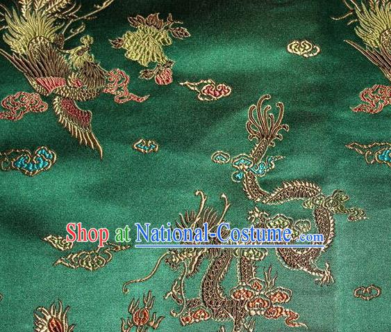 Asian Chinese Tang Suit Green Brocade Silk Fabric Traditional Dragon Pattern Design Satin Material