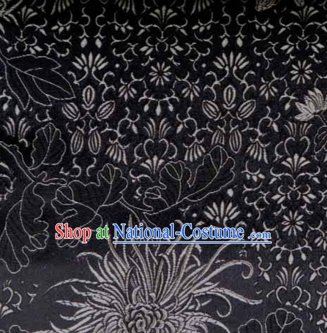 Asian Traditional Pattern Design Black Satin Material Chinese Tang Suit Brocade Silk Fabric