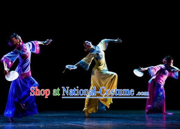 Chinese Traditional Manchu Group Dance Costumes Classical Dance Stage Performance Dress for Women