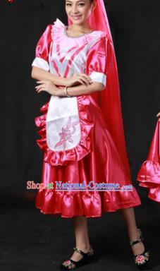 Chinese Traditional Tatar Nationality Classical Dance Costumes Group Dance Stage Performance Dress for Women