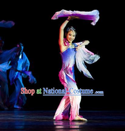 Chinese Traditional Fan Dance Costumes Stage Performance Folk Dance Dress for Women