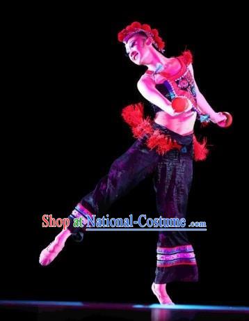 Chinese Traditional Folk Dance Costumes Group Dance Stage Performance Clothing for Women