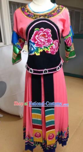 Chinese Traditional Classical Dance Group Dance Costumes Miao Nationality Stage Performance Pink Dress for Women