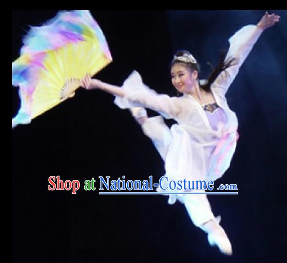 Chinese Traditional Folk Fan Dance Costumes Group Dance Stage Performance Clothing for Women