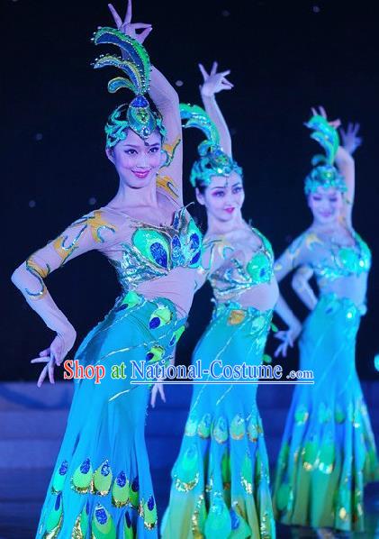 Chinese Traditional Folk Dance Pavane Costumes Group Dance Stage Performance Clothing for Women