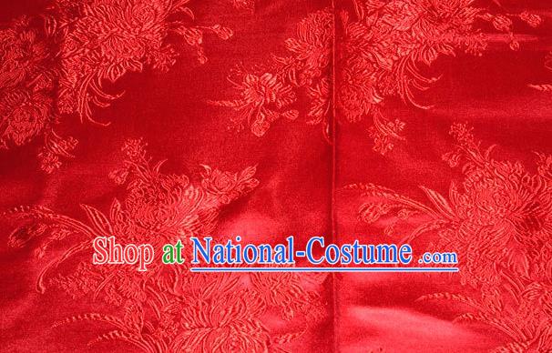 Asian Traditional Royal Pattern Design Red Satin Material Chinese Tang Suit Brocade Silk Fabric