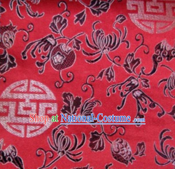 Asian Traditional Royal Pattern Design Red Satin Material Chinese Tang Suit Brocade Silk Fabric