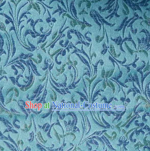 Asian Traditional Royal Pattern Design Blue Satin Material Chinese Tang Suit Brocade Silk Fabric