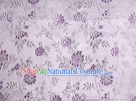 Asian Traditional Royal Flowers Pattern Design Lilac Satin Material Chinese Tang Suit Brocade Silk Fabric