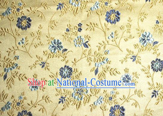 Asian Traditional Royal Flowers Pattern Design Golden Satin Material Chinese Tang Suit Brocade Silk Fabric