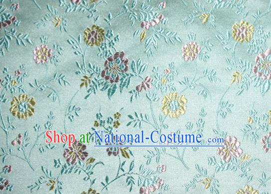 Asian Traditional Royal Flowers Pattern Design Green Satin Material Chinese Tang Suit Brocade Silk Fabric