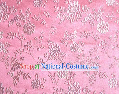 Asian Traditional Royal Flowers Pattern Design Pink Satin Material Chinese Tang Suit Brocade Silk Fabric