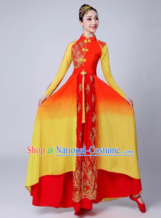 Chinese Traditional Classical Dance Costumes Stage Performance Dance Red Dress for Women