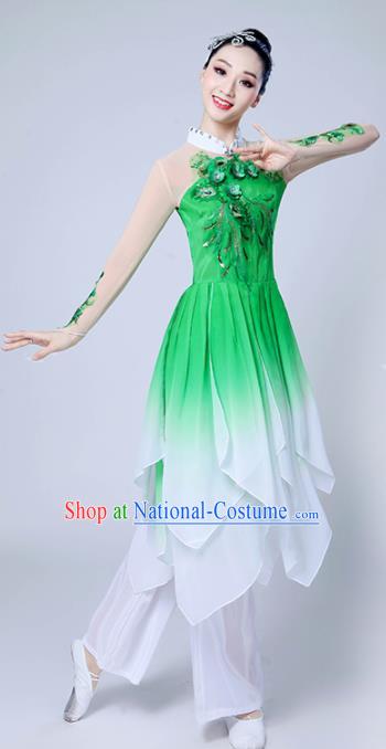 Chinese Traditional Classical Dance Costumes Stage Performance Dance Green Dress for Women