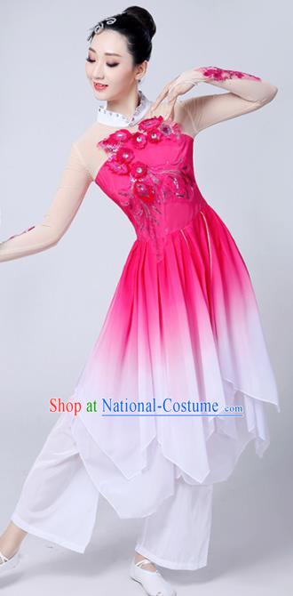 Chinese Traditional Classical Dance Costumes Stage Performance Dance Rosy Dress for Women