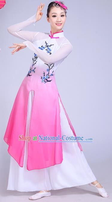 Chinese Traditional Classical Dance Costumes Stage Performance Umbrella Dance Pink Dress for Women