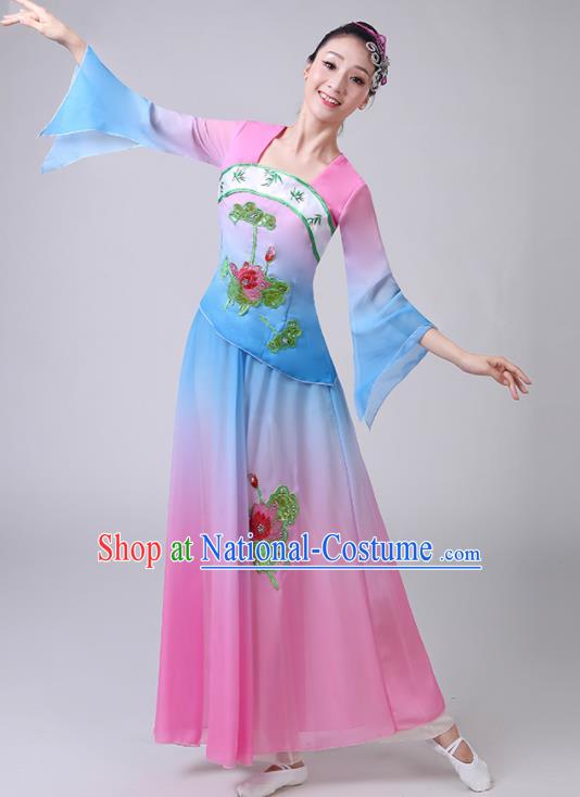 Chinese Traditional Classical Dance Lotus Dance Costumes Stage Performance Umbrella Dance Dress for Women